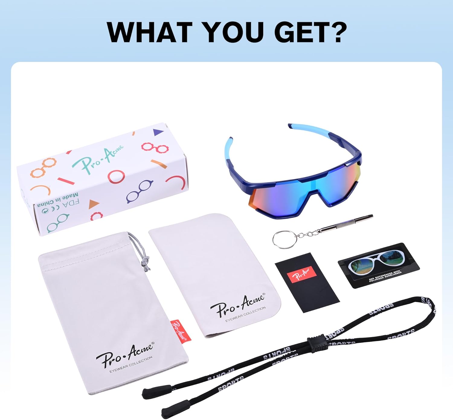 Pro Acme Kids Baseball Sunglasses - Polarized Unbreakable Sports Glasses for Ages 6-12