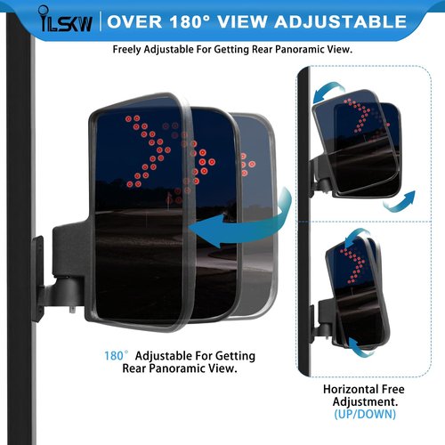 iLSKW Golf Cart Mirrors Side View with Turn Signal Blinker Foldable Golf Cart Side Mirrors for Club Car, EZGO, Yamaha