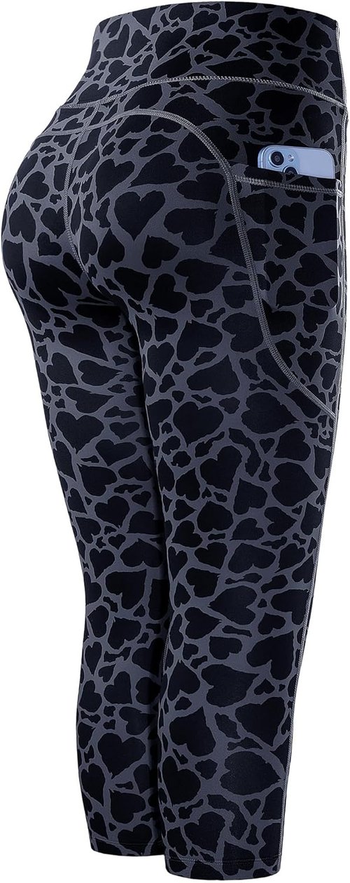 CADMUS High Waisted Capri Leggings - Women's Athletic Yoga Pants with Two Side Pockets