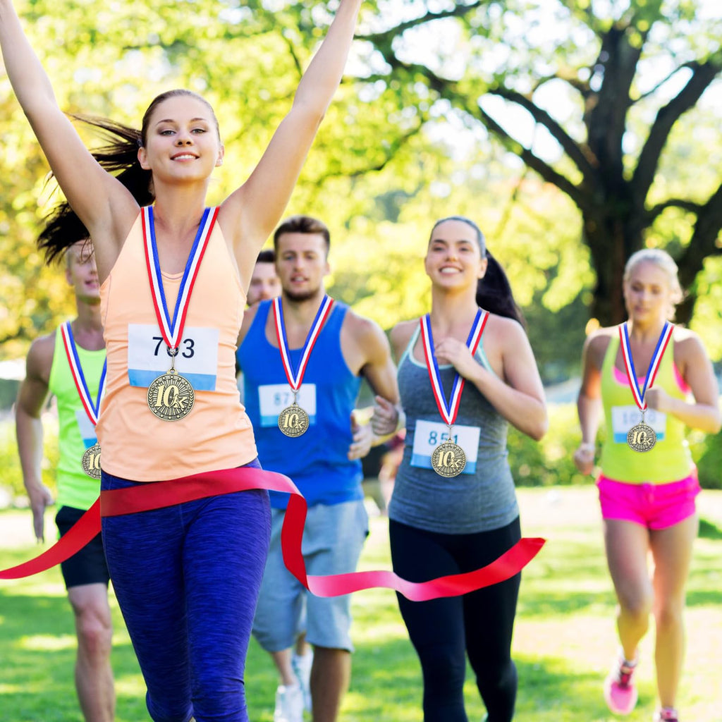 Remuuly 30/60/100 Pcs 5K 10 K Race Medals Bulk 2'' Gold Trophy Award Running Trophy Medal First Place with Neck Ribbons Prize Gift for Race Walk Tournaments Match Sports Competition Adult (30 Pcs,10k)