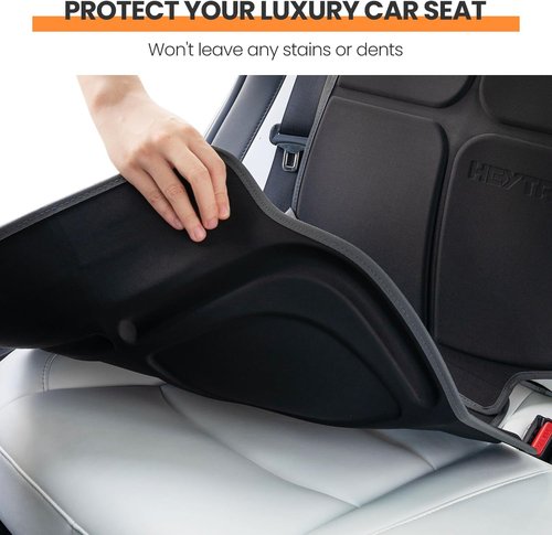 HEYTRIP Car Seat Protector - Waterproof & Non-Slip Design for 0-12 Years - Dark Grey Orange