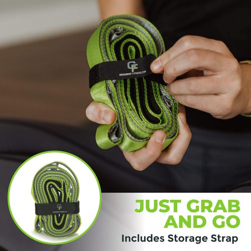 Gradient Fitness Stretching Strap - 12 Multi-Loop Stretch Strap with Neoprene Handles | 1" W x 8' L for Yoga & Physical Therapy