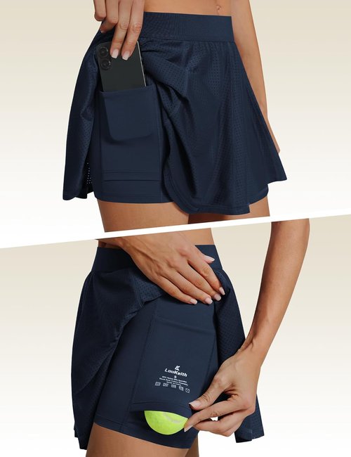 LouKeith Tennis Skirt - High Waisted Mesh Athletic Skorts for Women | Casual Pickleball & Golf with Pockets