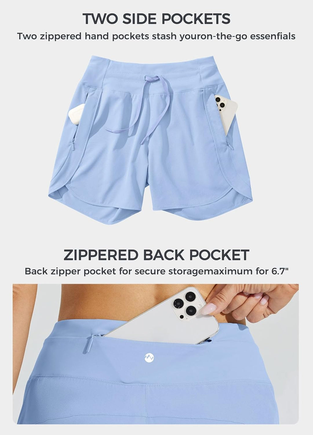 Willit Women's Running Shorts - 5" Quick Dry High-Waisted Gym Shorts with Zipper Pocket
