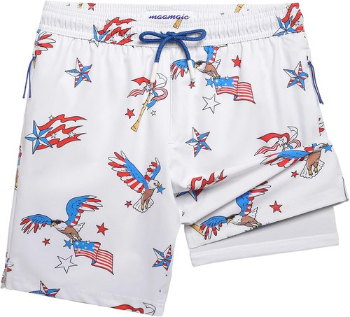 Maamgic Boys Swim Trunks - Compression Liner & Stretch Fabric | Anti-Chafe Bathing Suits with Zipper Pocket
