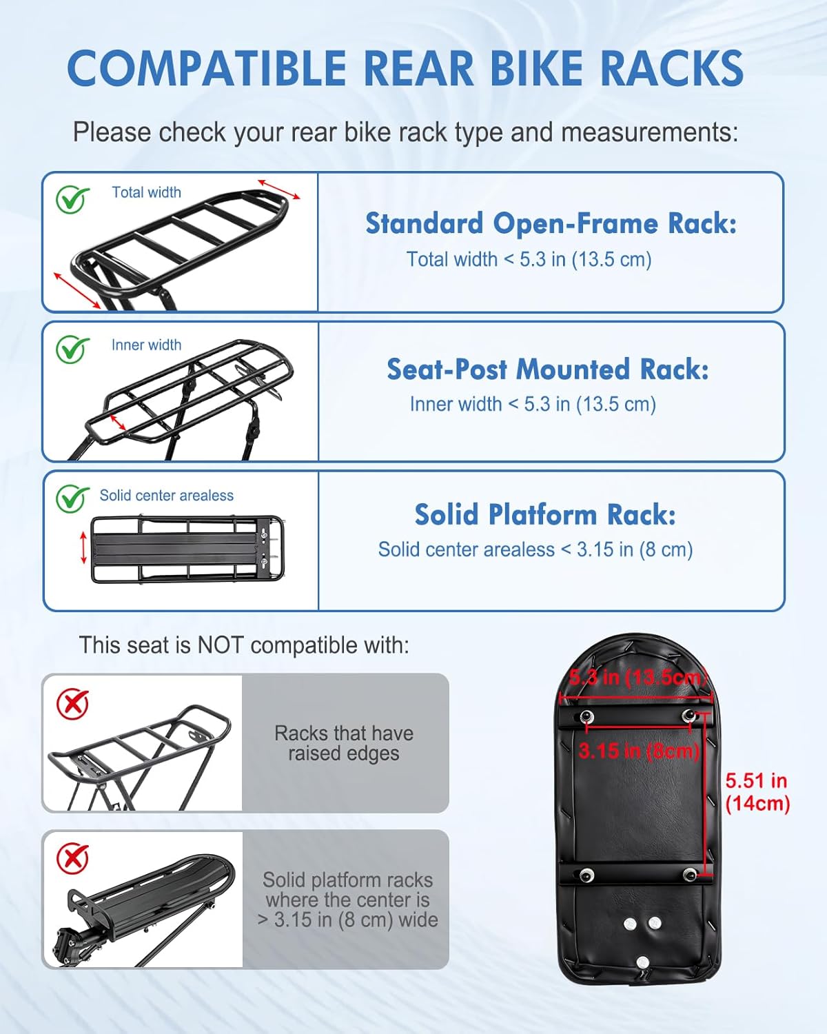 Zacro Kids Bike Seat - Comfortable Rear Seat with Backrest & Safety Armrests | For Children Over 5 Years Old
