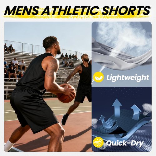 BALENNZ Men's Athletic Shorts - Quick Dry Activewear with Pockets & Elastic Waistband