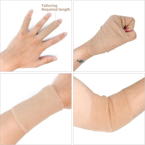 Beige Self-Adhesive Cohesive Bandage Wrap by [Brand Name] - 8 Pack, 4" x 5 Yards, Premium Medical Stretch Tape for Athletes