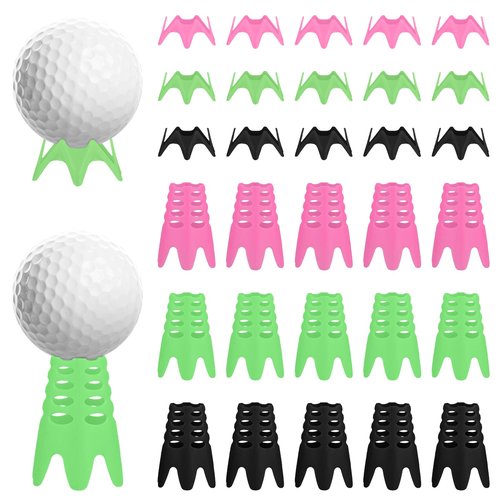 XIHIRCD 30pcs Plastic Golf Tees, 15 Tall & 15 Short Golf Simulator Tees Golf Mat Tees Indoor & Outdoor Practice Golf Tees for Sportsman Golf Lovers Beginners (Black, Green, Pink)