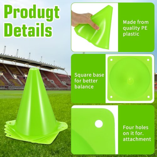 MAQUITA 30 Pack 7-Inch Plastic Traffic Cones - Agility Markers for Soccer, Skating, Football & More