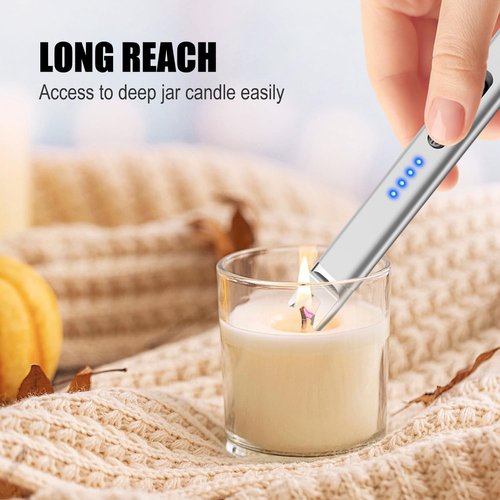 LcFun Electric Candle Lighter - USB Rechargeable Plasma Arc with Safety Lock | 3 Pack in Black, Silver, Gold