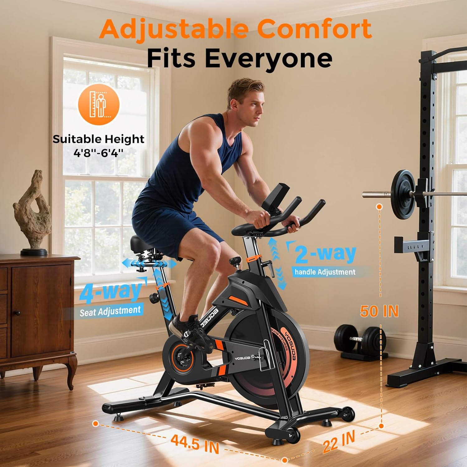 YOSUDA PRO Magnetic Exercise Bike - 350 lbs Weight Capacity | Silent Indoor Cycling with Comfortable Seat Cushion