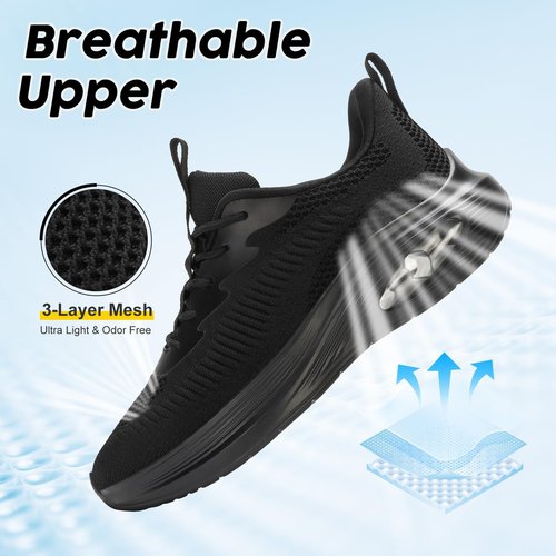 ZYEN Wide Toe Box Shoes Women Air Cushion Road Running Shoes Extra Wide Width Breathable Sneakers Arch Support Tennis Lightweight Gym Athletic Walking Sneakers 8811 Full Black 39