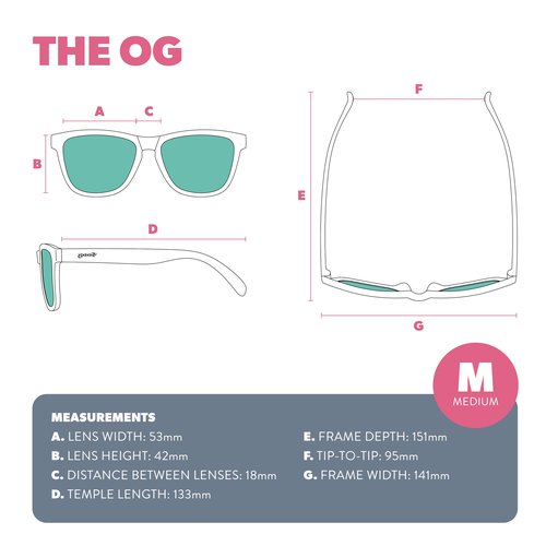 goodr Donkey Goggles Polarized Sunglasses, Medium Sized (OG), Orange Translucent Frame with Blue Mirrored Reflective Lenses, UV400 Protection, No Slip, No Bounce