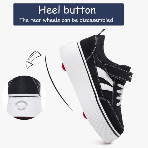 Joyfultime Roller Skate Shoes for Kids Boys and Girls Stylish Children's Sneakers with Wheels Suitable as a Gift for Beginners Black White