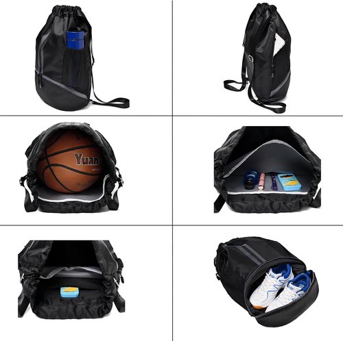 LOKAPEGY Drawstring Gym Bag - Waterproof Backpack with Shoe Compartment | Green Color