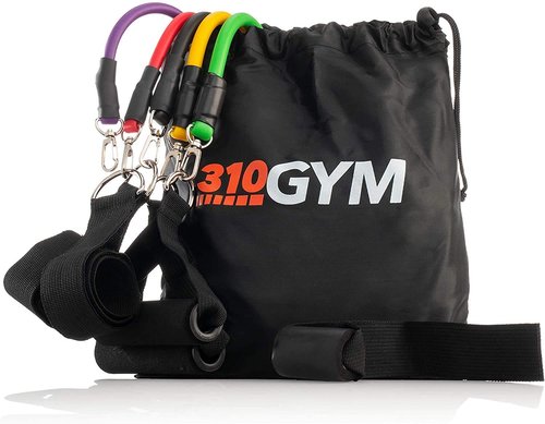 310 Nutrition Gym Kit - 5-Piece Latex Resistance Band Set with Handles, Door Anchor & Carry Bag | Full-Body Home Workout System for Strength, Mobility & Toning