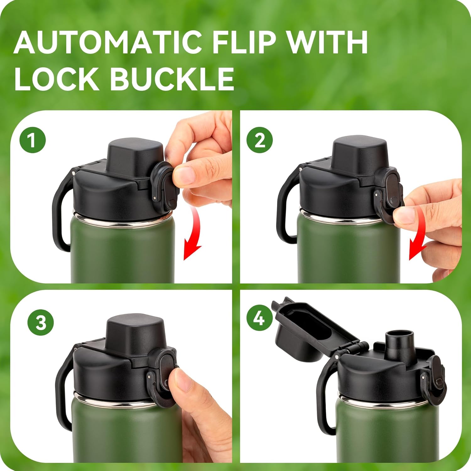 Snowfall Auto Flip Lid - Spout Lid for Hydro Flask 12-64 oz Wide Mouth | Fits Simple Modern, Iron Flask, Takeya