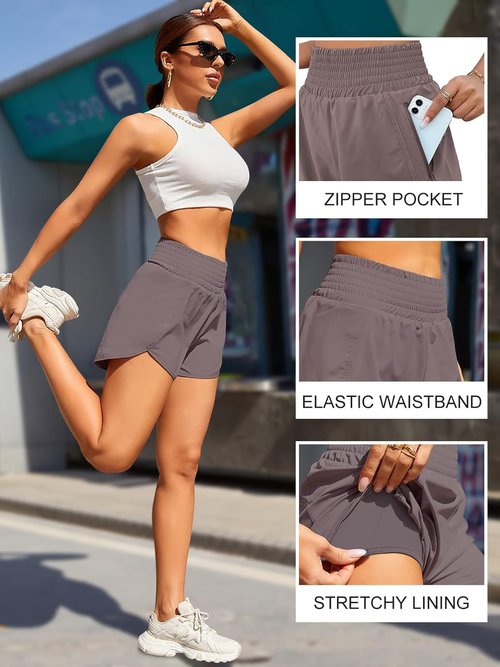 BMJL Women's High Waisted Athletic Shorts - Sporty Gym Workout Shorts with Pockets | 2.5" Length