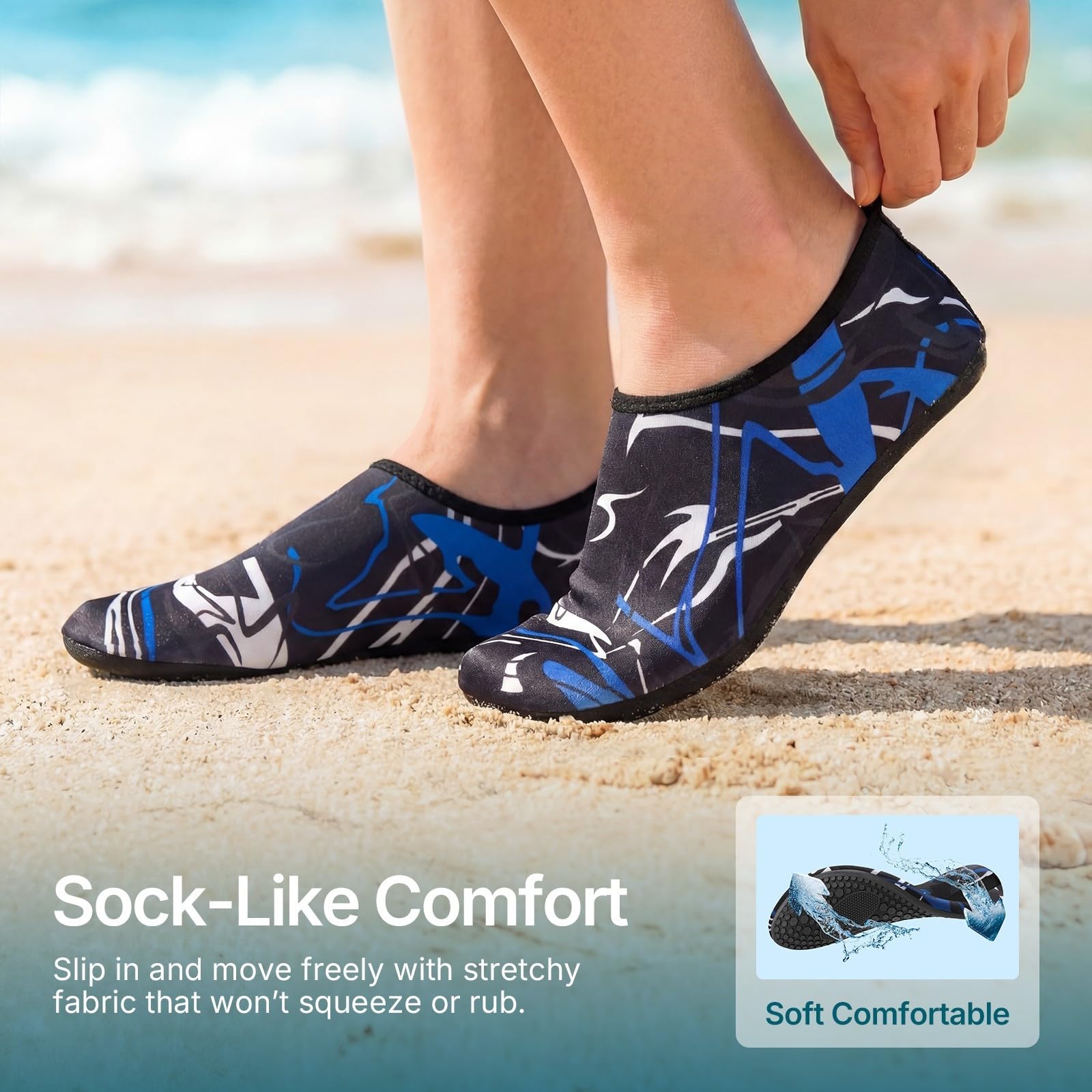 Water Shoes for Women Men Quick-Dry Aqua Socks Swim Beach Barefoot Yoga Exercise Wear Sport Accessories Pool Camping Must Haves Adult Youth Size 7-8Women/6-7Men