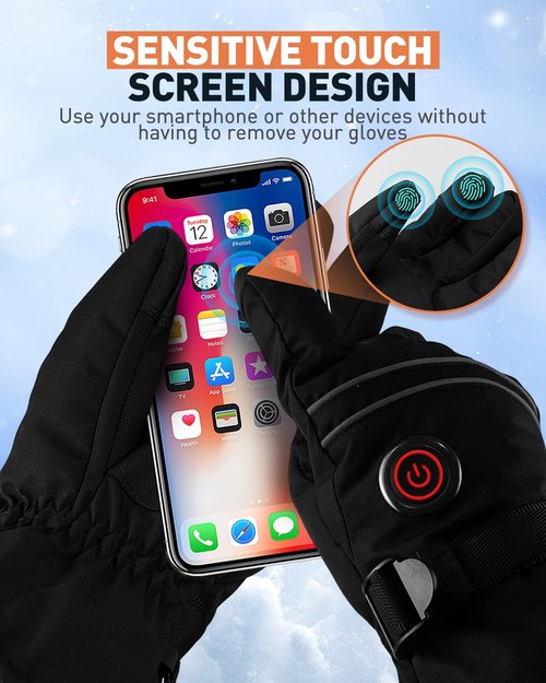 Zoomsnail Heated Gloves for Men Women, Rechargeable Battery Heated Gloves with Touchscreen for Hunting Camping Skiing (Large)