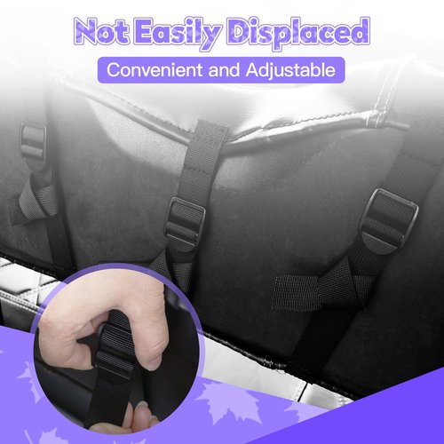 PZWLI 4PCS Golf Cart Seat Covers Kit, Front and Rear Seat Covers,Vinyl Seat Covers Accessories, No Staples（Black&Brown Stitch） (Fits Club Car DS 2000.5-Up)