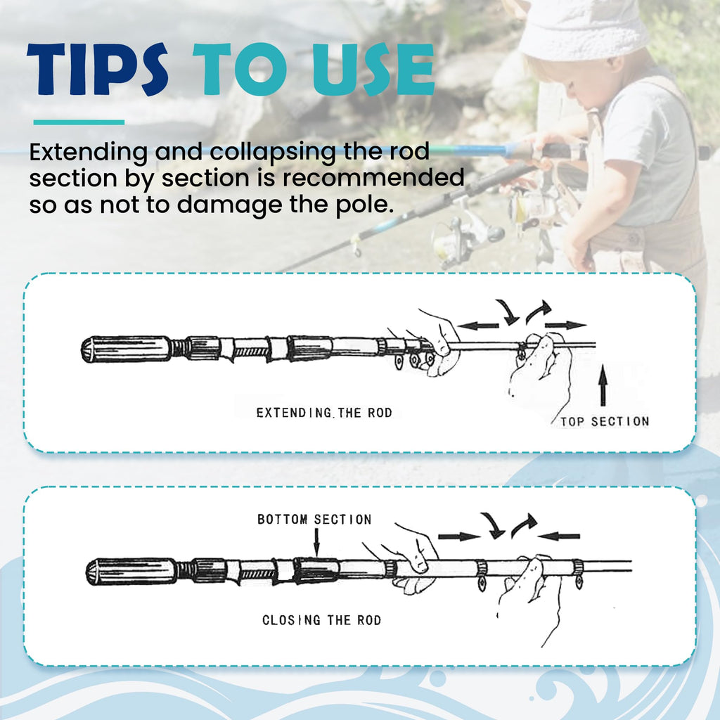 WIDDEN Kids Fishing Pole 2 Pack, Portable Telescopic Kids Fishing Poles for Boys and Girls, Fishing Rod and Reel Combo Kit with Tackle Box Bag Net, Best Fishing Pole for Toddler Youth and Beginners