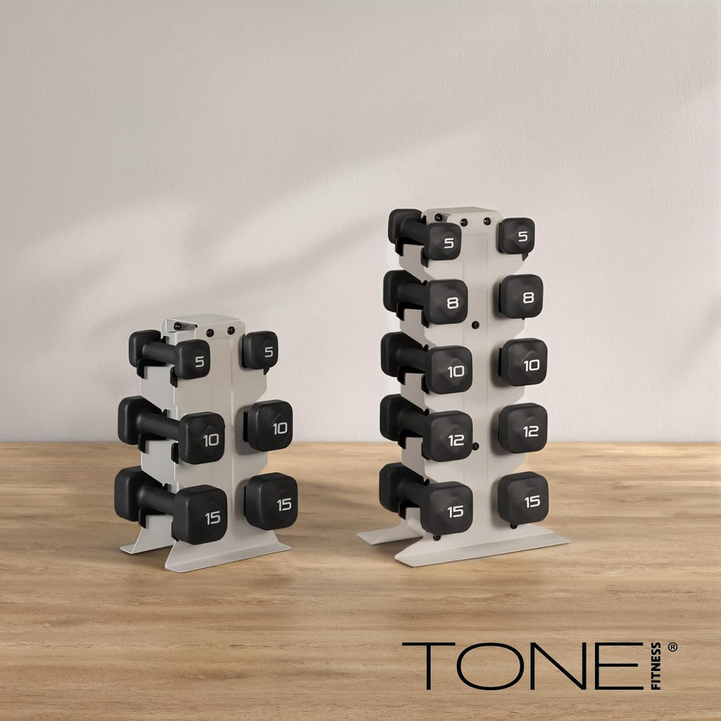 Tone Fitness Neoprene Dumbbell Set - Non-Slip, Anti-Roll Hand Weights for Home Gym | 20 lb to 100 lb Options
