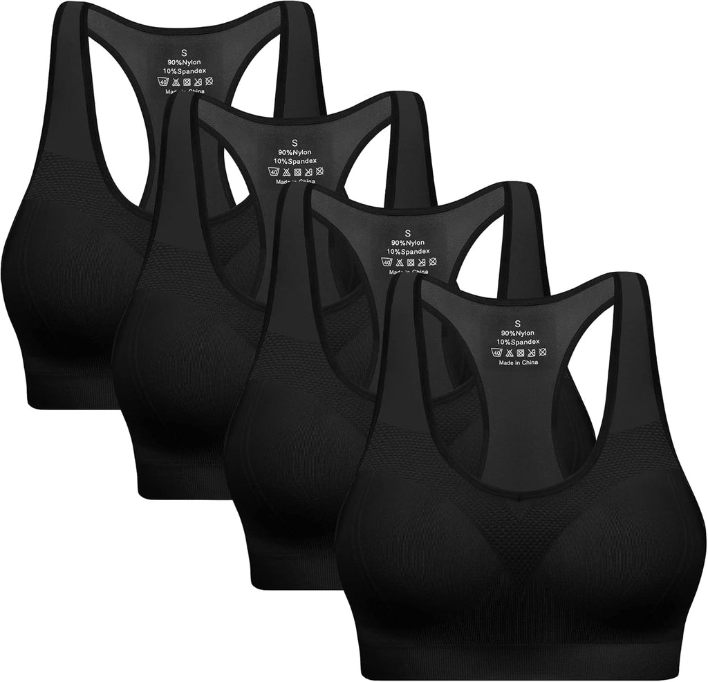 Skiennix Racerback Sports Bra - High Impact Athletic Tank Top with Pads for Yoga & Workouts