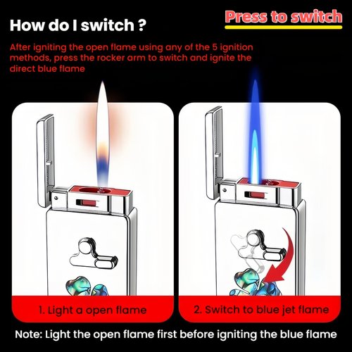 NINSI Smart Butane Torch Lighter, 5 Ignition Methods, Voice Controlled Dual Flame Lighter with Jet Blue Flame and Open Flame Options, Windproof Refillable Lighters (Without Gas) (Camel)