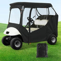 Panglong 2 Passengers EZGO Enclosure-600D, Multifunctional Polyester Rain Cover with Openable Front Windshield, 2 Door Zippers, 4 Side Clear Window and Windproof Hooks, Fit EZGO TXT RXV Cart