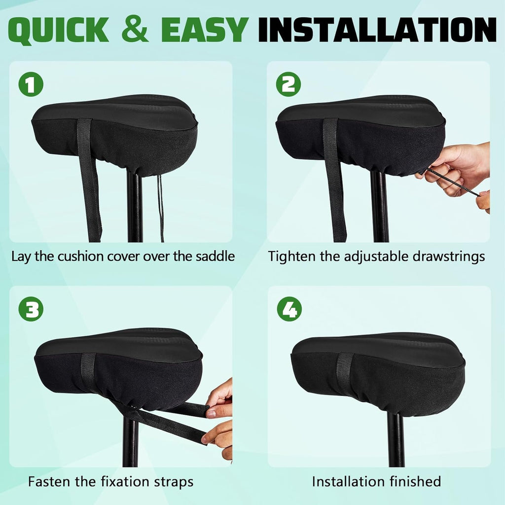 Zacro Bike Seat Cushion - Padded Gel Cover for Men & Women | Fits Peloton, Spin & Mountain Bikes