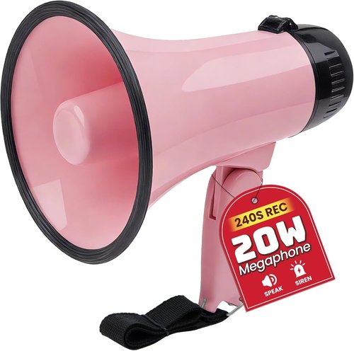MyMealivos 20W Megaphone Bullhorn, Built in Siren & 240s Recording, 5.4"×8.6" Portable Megaphone with Volume Control Cover Up to 300 feet+ for Indoor and Outdoor Activities