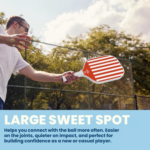 Nettie Pickleball Paddles, USAPA Approved Lightweight Durable Pickle Ball Paddle, Fiberglass Pickleball Racket Gift for Women Men Adults (Red)