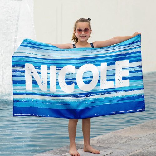 Dreamdecor Personalized Beach Towel - Custom Striped Microfiber, Sand-Free & Fast-Drying | Ideal for Kids & Adults