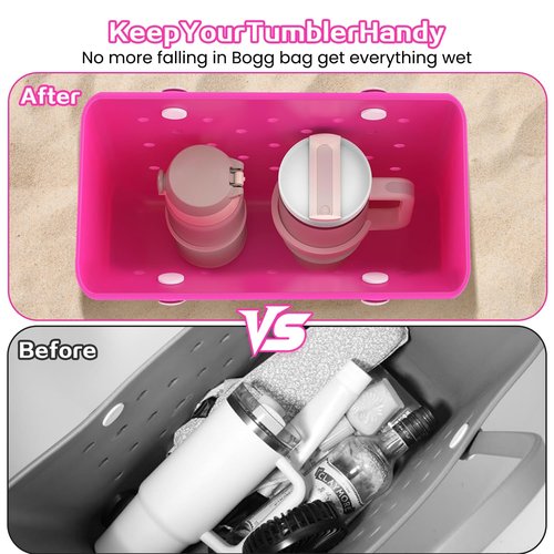 XYFuuee Cup Holder for Stanley 30 oz 40 oz Compatible with Bogg Bag, Drink Holder for Simple Modern Rubber Beach Tote, Water Bottle Holder Attachment for XL Medium Small Bog Bag