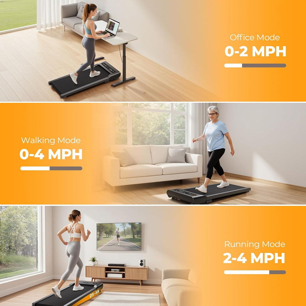 Skiennix 3-in-1 Foldable Walking Pad Treadmill - Portable Under Desk Machine with Incline Handle Bar, 300lbs Capacity