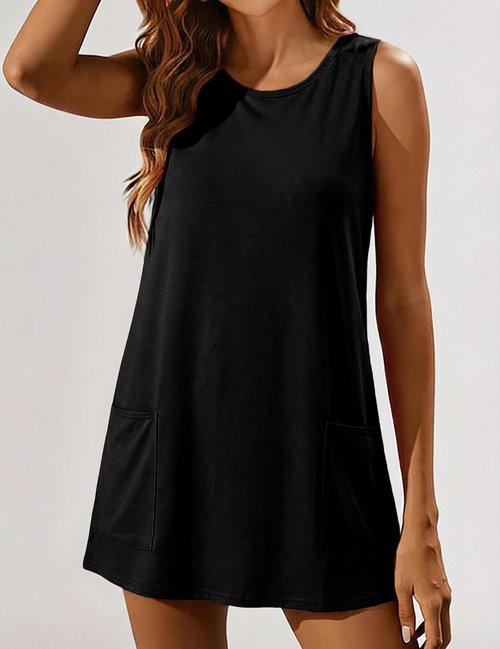Athlisan Women's Athletic Mini Dress - Built-In Shorts & Pockets | Sleeveless Summer Workout Romper
