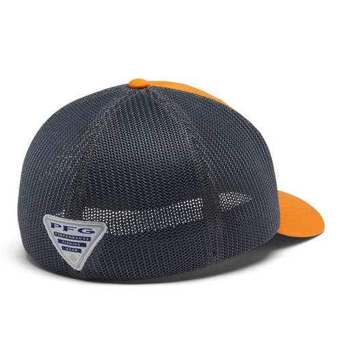 Columbia Unisex PFG Fish Flag Mesh Ball Cap - High, Orange Blast/City Grey/Trout Flag, Small/Medium
