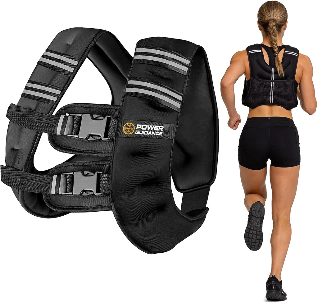POWER GUIDANCE Weighted Vest - Adjustable & Reflective Workout Gear for Running, Jogging, Walking, & Strength Training