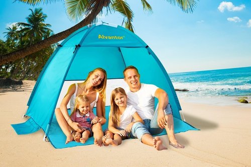 Alvantor® Beach Tent - Automatic Instant Pop-Up Sun Shelter | UPF 50+ Portable Canopy for 2-3 People