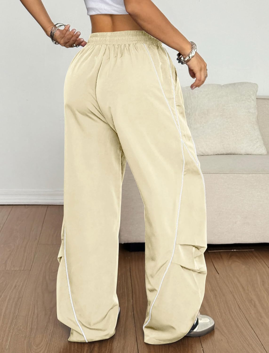 ZAFUL Women's Baggy Wide Leg Sweatpants - Elastic Waist with Side Stripes | Comfortable Loose Fit Trousers