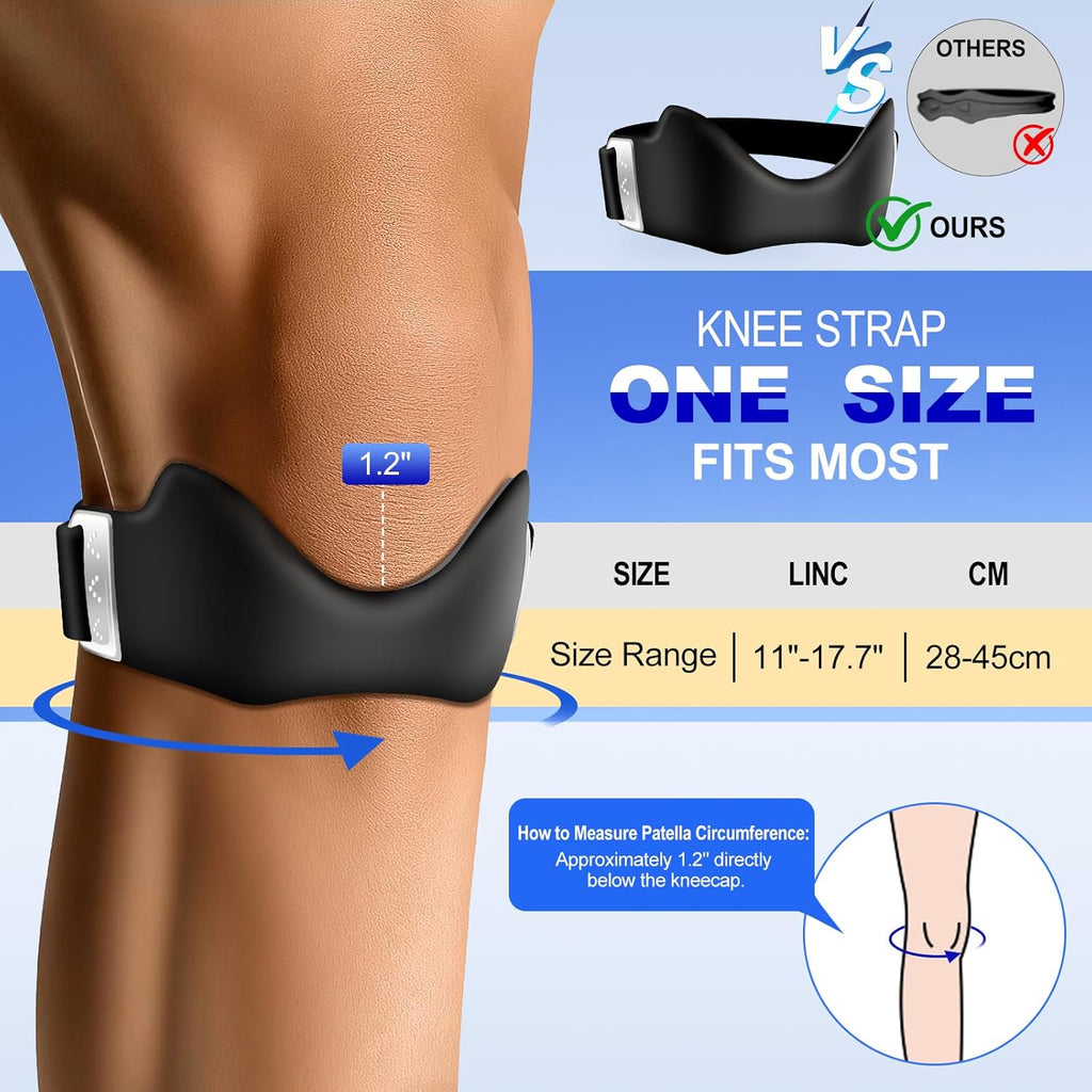 Skiennix Silicone Patellar Tendon Support Strap - Adjustable Non-Slip Knee Brace for Running & Sports