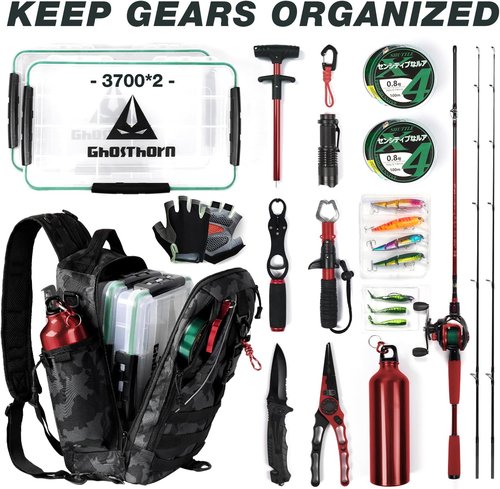 Ghosthorn Fishing Backpack | Lightweight Tackle Sling Bag with Rod Holder - Ideal Fly Fishing Gift for Men & Women
