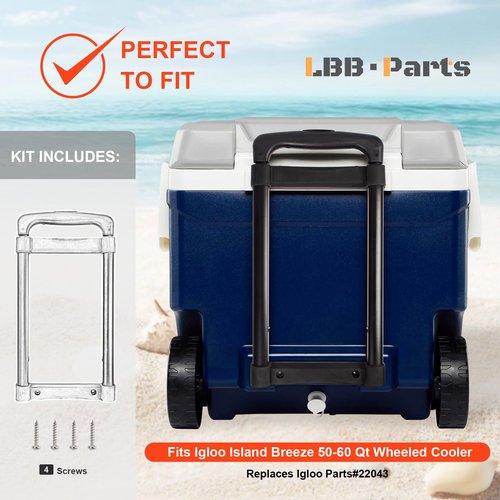 LBB-Parts Telescoping Handle for Island Breeze 50 and 60 Qt Coolers, Replacement Handle for Igloo 50 and 60 Qt Ice Cube Cooler