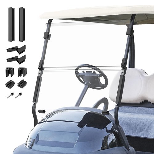 Panglong Precedent Golf Cart Windshield, Club Car Windshield with all Windshield Clips, Fold Down Windshield Anti-UV Impact Resistant Fit 2004-Up Club Car Precedent, Tempo, Onward, 37.59"W X 33.97"H