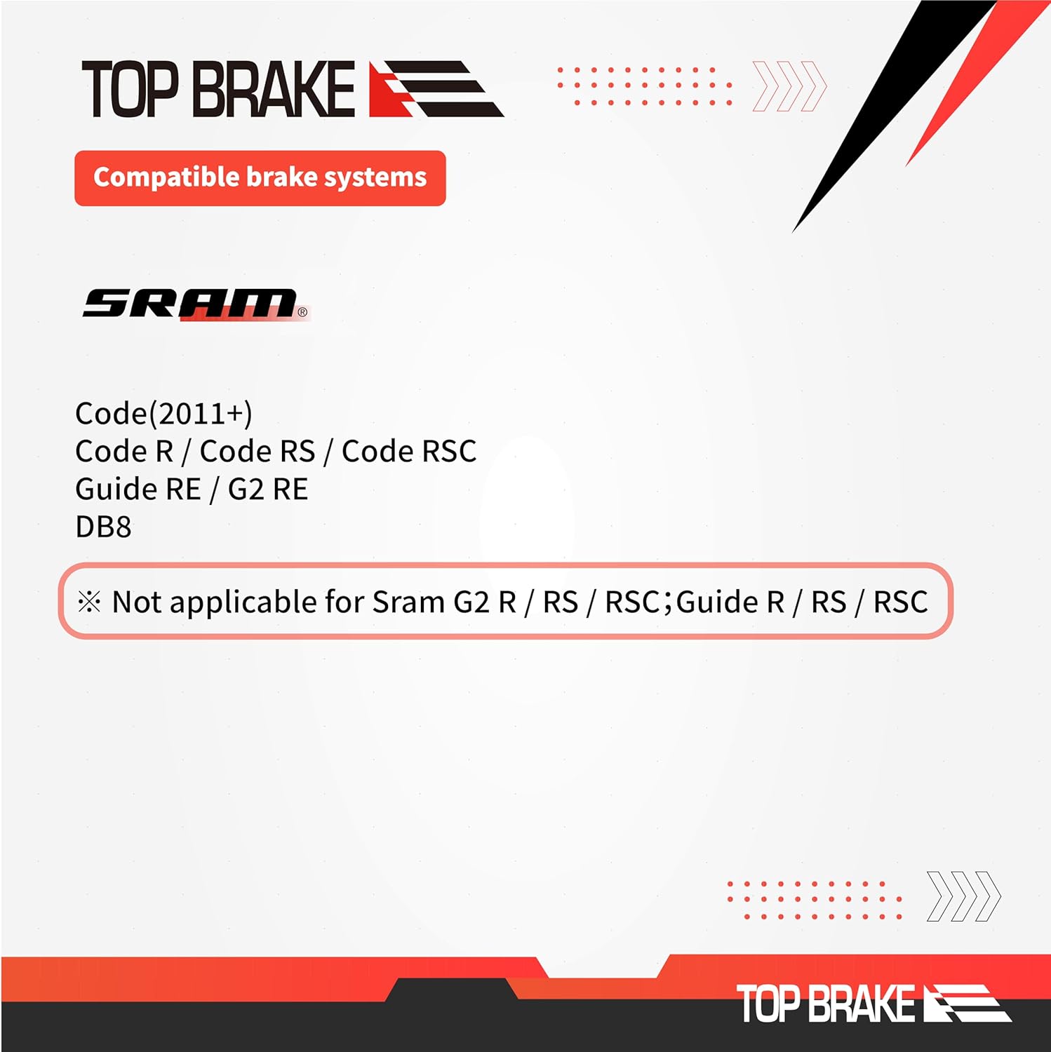 TOP BRAKE Disc Bike Brake Pads - Compatible with SRAM Code R, Guide RE, G2 RE & More | MTB eMTB Downhill Cycling