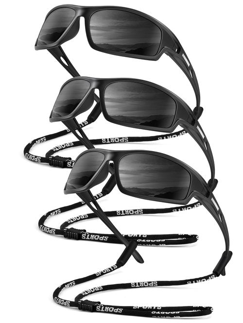 QALLY Polarized-Sunglasses-Men Sports Mens-Sunglasses: Sun-Glasses with UV Protection for Fishing Driving Running Cycling