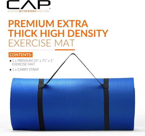 CAP Barbell Yoga Mat - High Density Exercise Mat with Strap | Available in Multiple Colors
