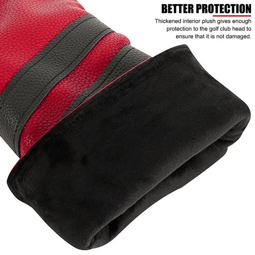 Golf Club Headcover PU Club Covers Wood Fairway Hybrid Rotatable Label 3 Size Club Head Cover Protector for Sports Outdoor (red)